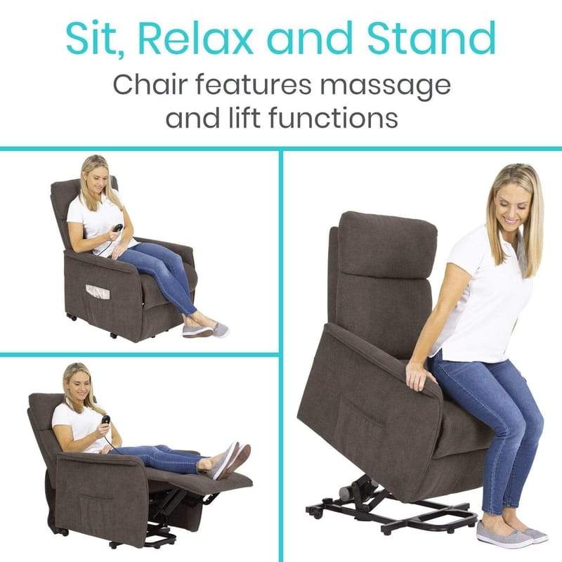 Motorized Lift Chair with Recliner and Massager | Transfers Sitting to Standing - Wound Care Mattress